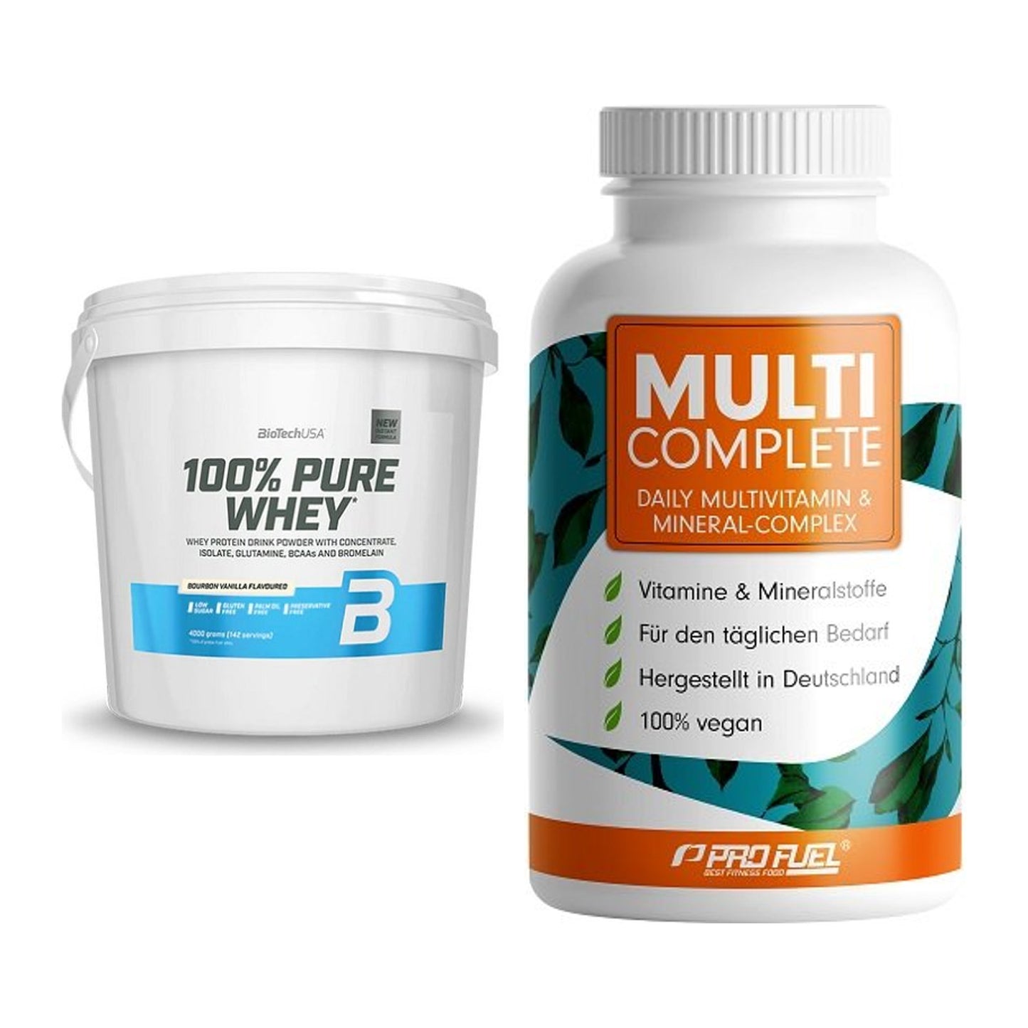 Basis-Set: BioTech 100% Pure Whey + ProFuel MULTI COMPLETE – alle enthaltenen Artikel
