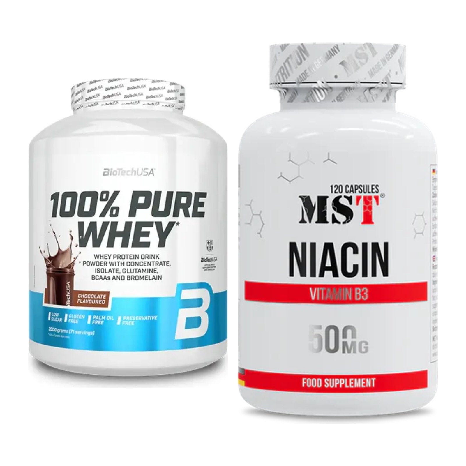 Basis-Set: BioTech 100% Pure Whey + MST Niacin – alle enthaltenen Artikel