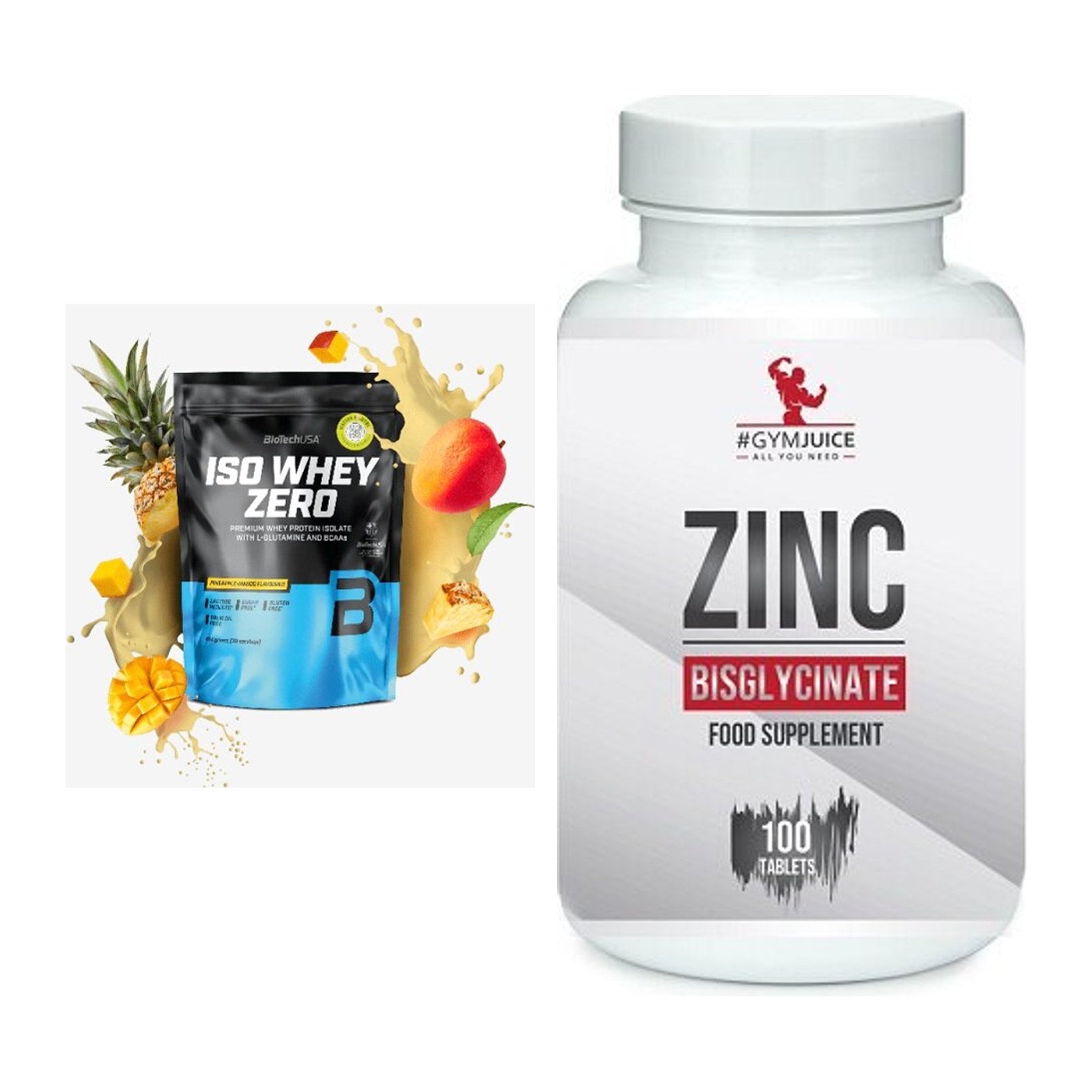 Basis-Set: BioTech Iso Whey Zero + #GYMJUICE ZINC Bisglycinate – alle enthaltenen Artikel