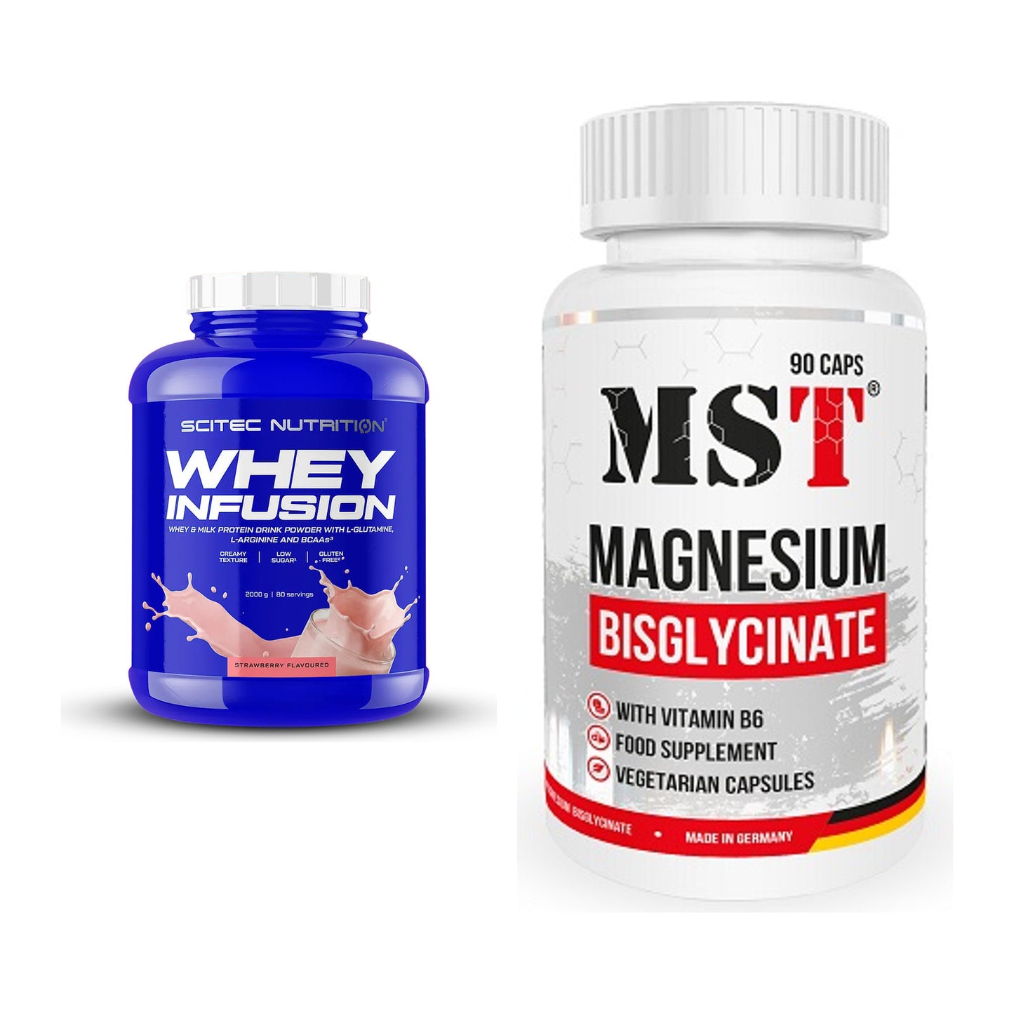 Basis-Set: Scitec Whey Infusion + MST Magnesium Bisglycinat – alle enthaltenen Artikel
