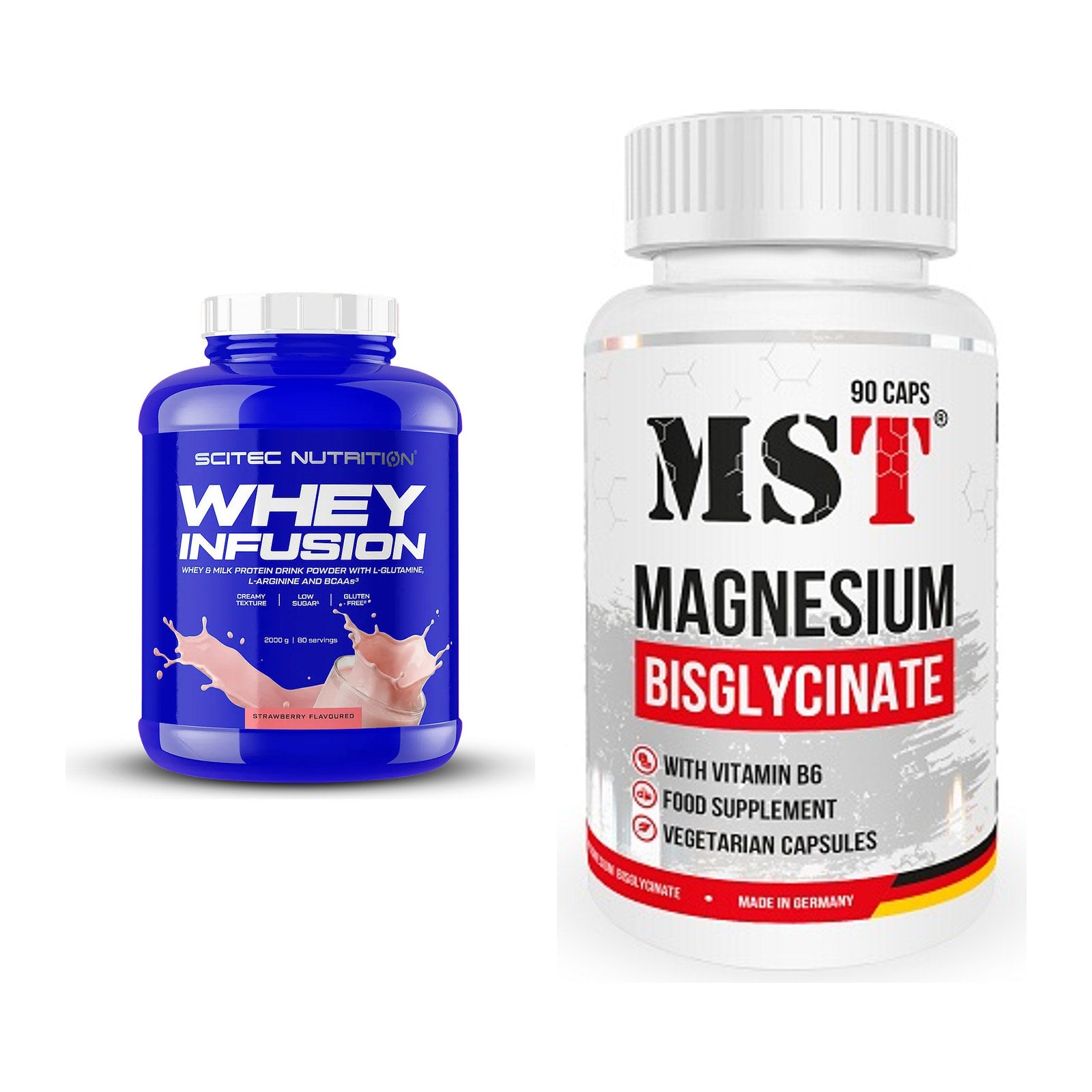 Basis-Set: Scitec Whey Infusion + MST Magnesium Bisglycinat – alle enthaltenen Artikel