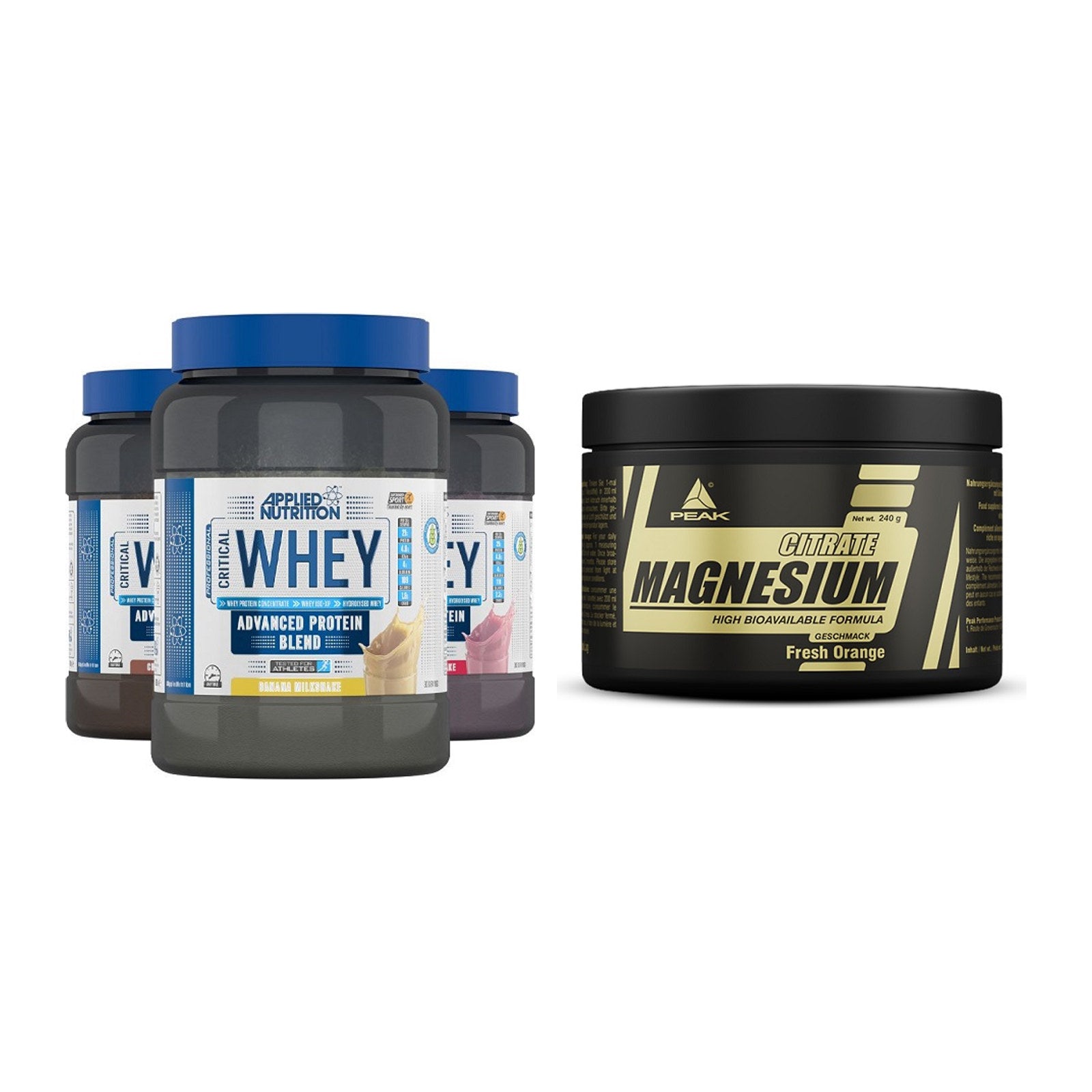 Basis-Set: Applied Nutrition Critical Whey + Peak Magnesium Citrat – alle enthaltenen Artikel