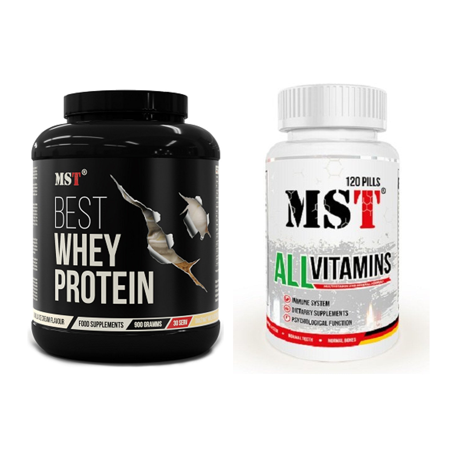 Basis-Set: MST Best Whey Protein + MST All Vitamins 120 Tabl. – alle enthaltenen Artikel
