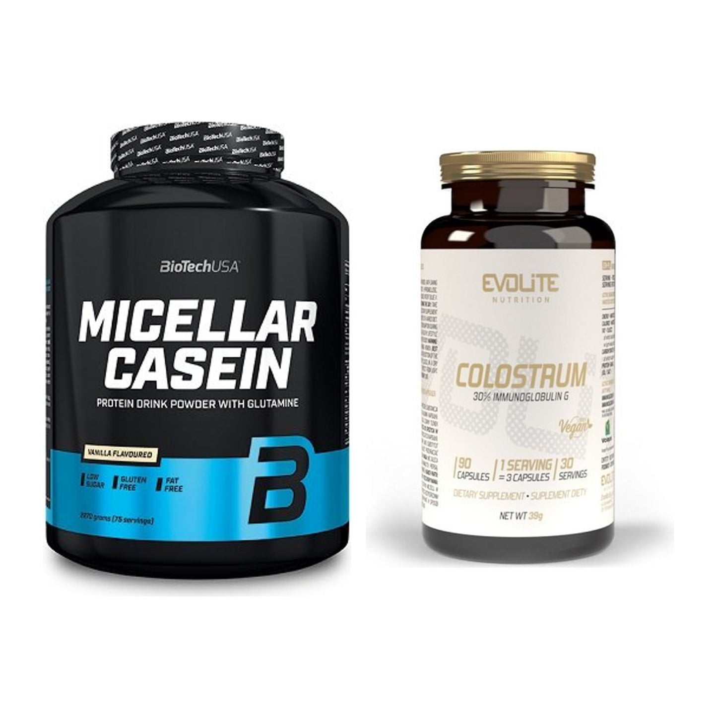 Basis-Set: BioTech Micellar Casein + Evolite Nutrition Colostrum 30% – alle enthaltenen Artikel