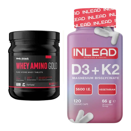 Basis-Set: Body Attack Whey Amino Gold + INLEAD Vitamin D3 + K2 – alle enthaltenen Artikel