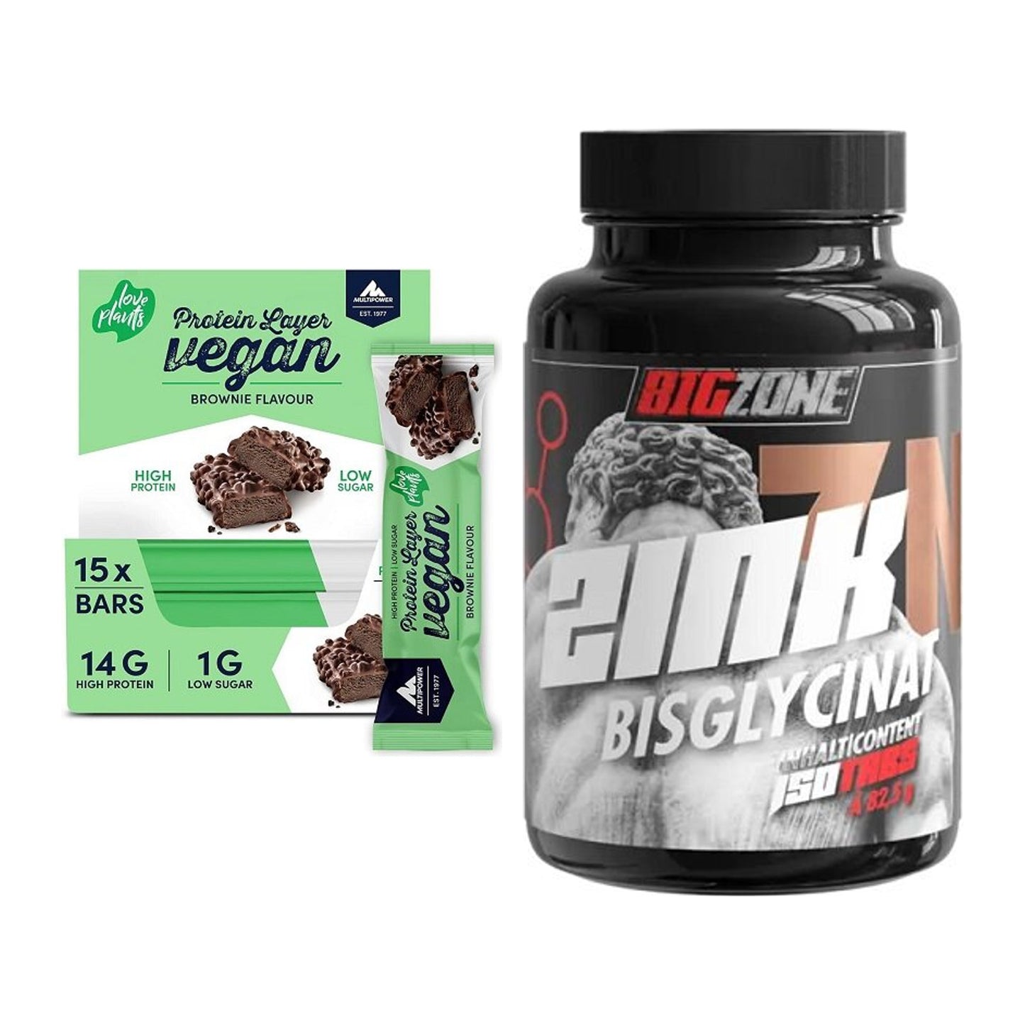 Basis-Set: Multipower Vegan Protein + Big Zone Zink Bisglycinat – alle enthaltenen Artikel