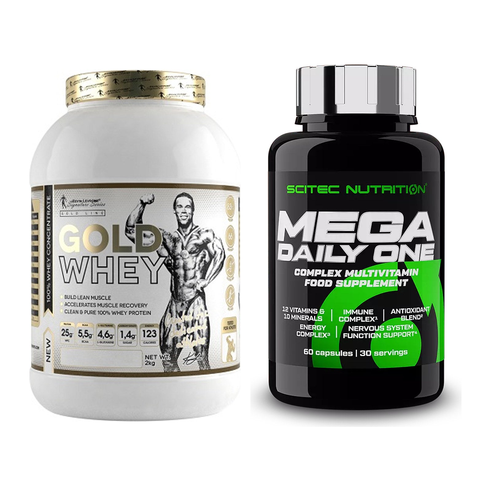 Basis-Set: Kevin Levrone Gold Whey + Scitec Mega Daily One Plus – alle enthaltenen Artikel