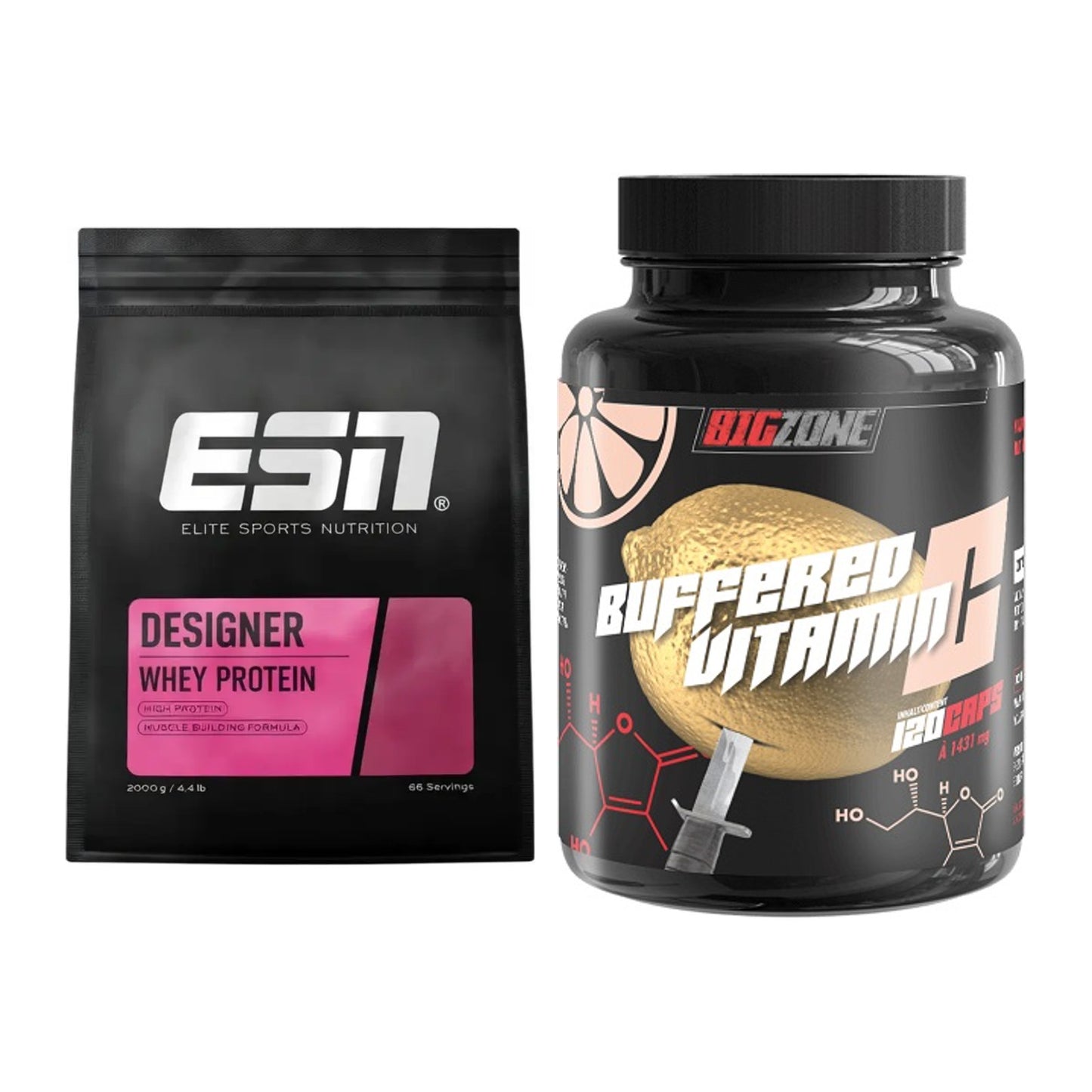 Basis-Set: ESN Designer Whey + Big Zone Buffered Vitamin C – alle enthaltenen Artikel