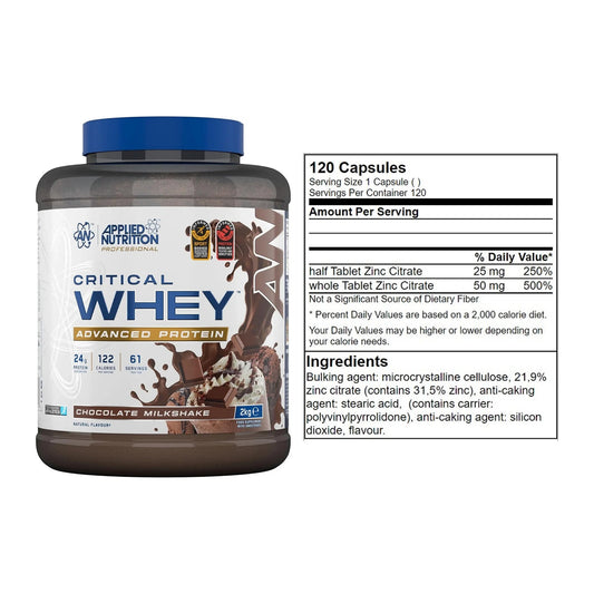 Basis-Set: Applied Nutrition Critical Whey + GN Zinc Citrate 120 Tabl. – alle enthaltenen Artikel
