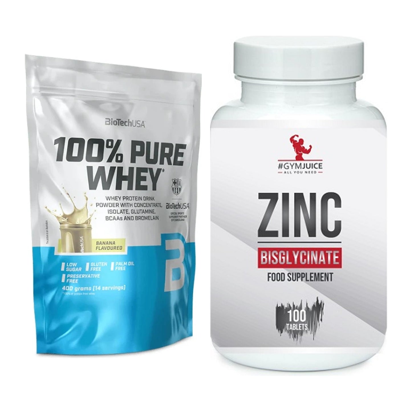 Basis-Set: BioTech 100% Pure Whey + #GYMJUICE ZINC Bisglycinate – alle enthaltenen Artikel