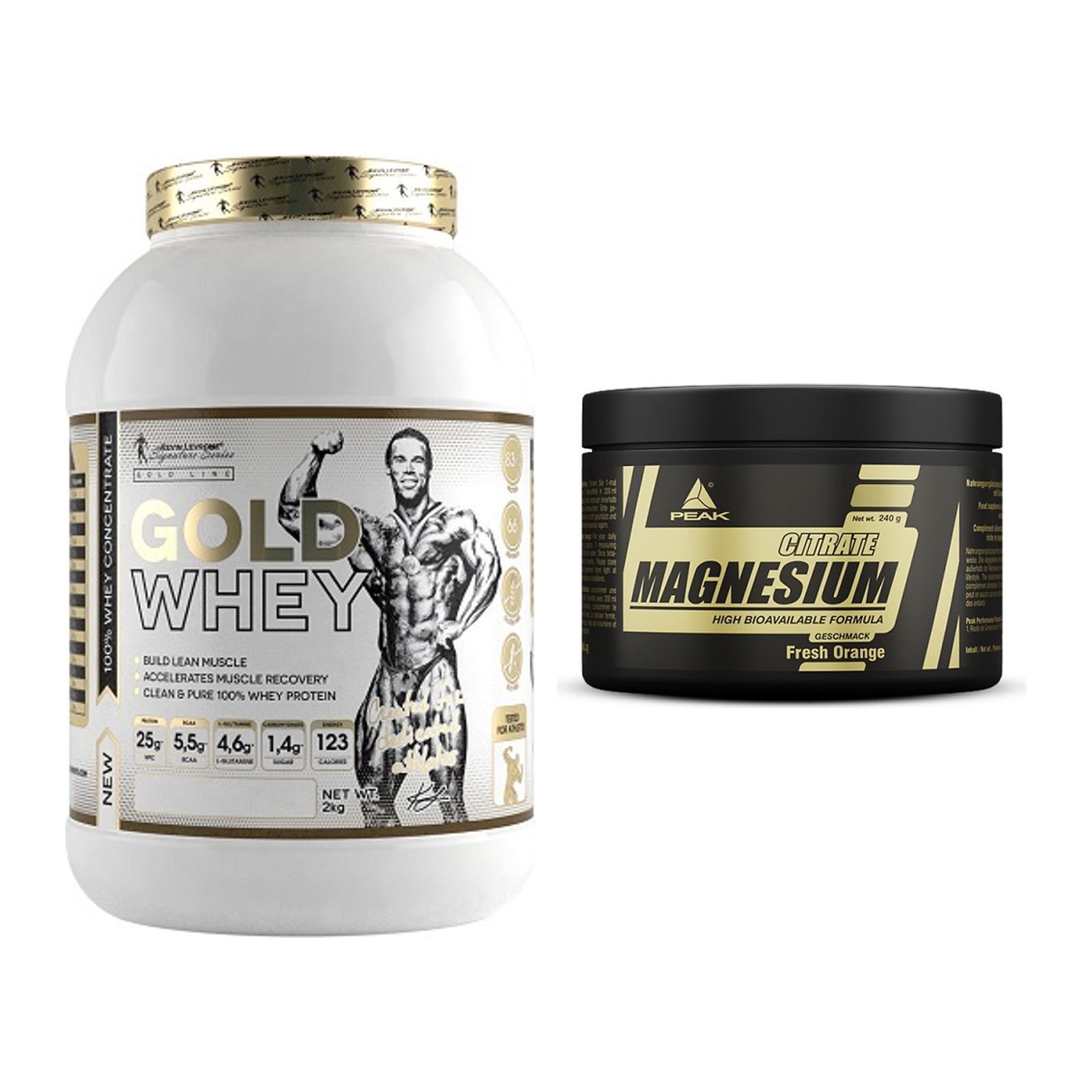 Basis-Set: Kevin Levrone Gold Whey + Peak Magnesium Citrat – alle enthaltenen Artikel