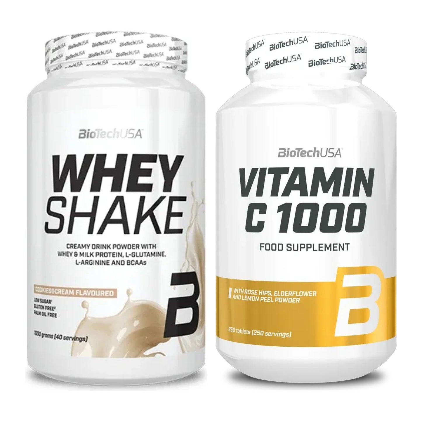 Basis-Set: BioTech Whey Shake + BioTech Vitamin C 1000 250 Tabl. – alle enthaltenen Artikel