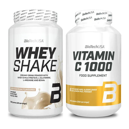 Basis-Set: BioTech Whey Shake + BioTech Vitamin C 1000 250 Tabl. – alle enthaltenen Artikel