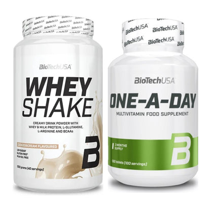 Basis-Set: BioTech Whey Shake + BioTech One A Day 100 Tabl. – alle enthaltenen Artikel