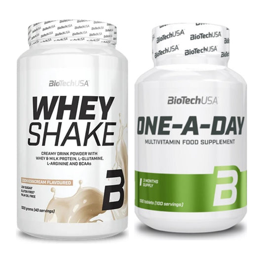 Basis-Set: BioTech Whey Shake + BioTech One A Day 100 Tabl. – alle enthaltenen Artikel