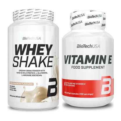 Basis-Set: BioTech Whey Shake + BioTech Vitamin E 100 Softgelcaps – alle enthaltenen Artikel