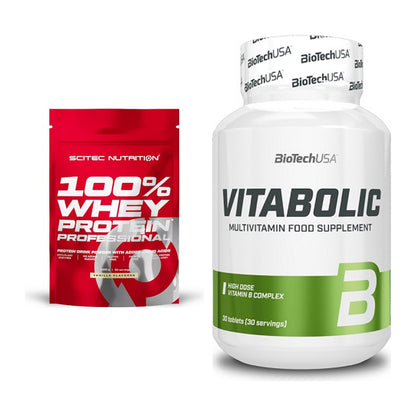 Basis-Set: Scitec 100% Whey Protein + BioTech Vitabolic 30 Tabl. – alle enthaltenen Artikel