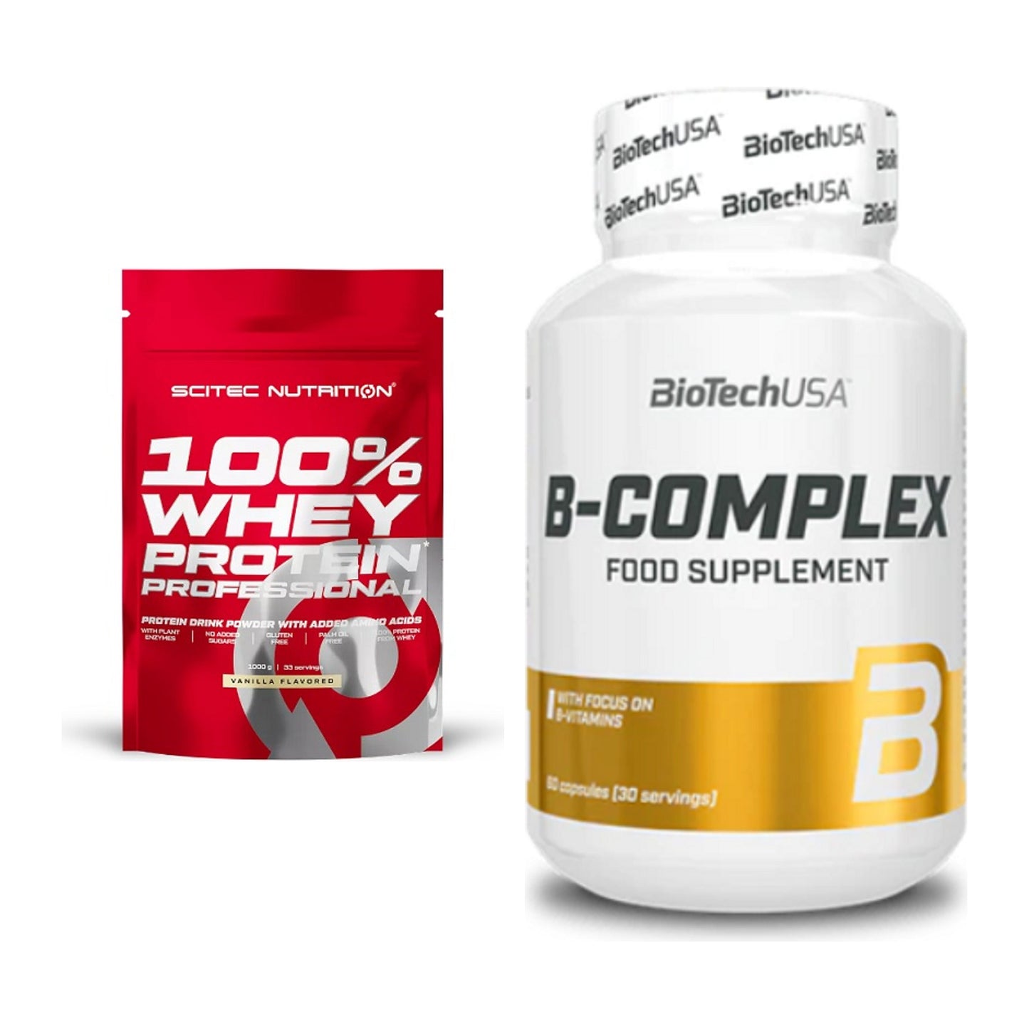 Basis-Set: Scitec 100% Whey Protein + BioTech B Complex 60 Tabl. – alle enthaltenen Artikel