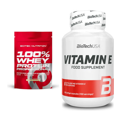 Basis-Set: Scitec 100% Whey Protein + BioTech Vitamin E 100 – alle enthaltenen Artikel