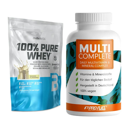 Basis-Set: BioTech 100% Pure Whey + ProFuel MULTI COMPLETE – alle enthaltenen Artikel