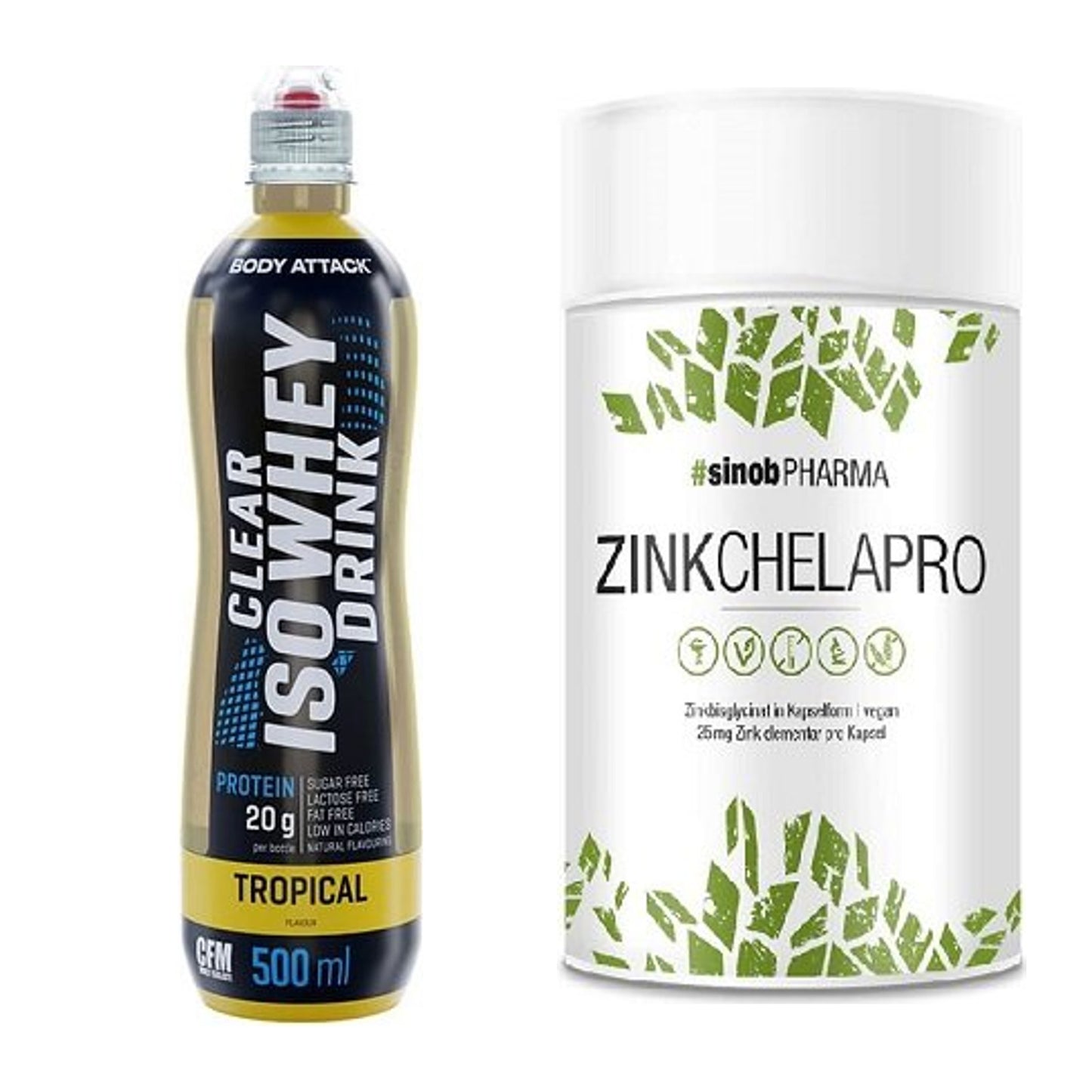 Basis-Set: Body Attack Clear Iso Whey Drink + Sinob Zink Chelapro – alle enthaltenen Artikel