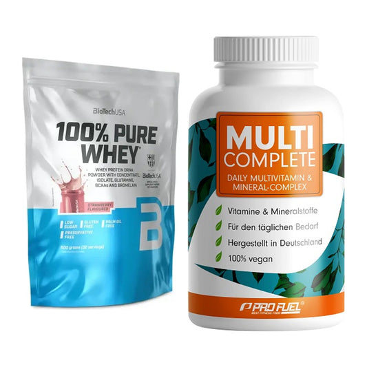 Basis-Set: BioTech 100% Pure Whey + ProFuel MULTI COMPLETE – alle enthaltenen Artikel