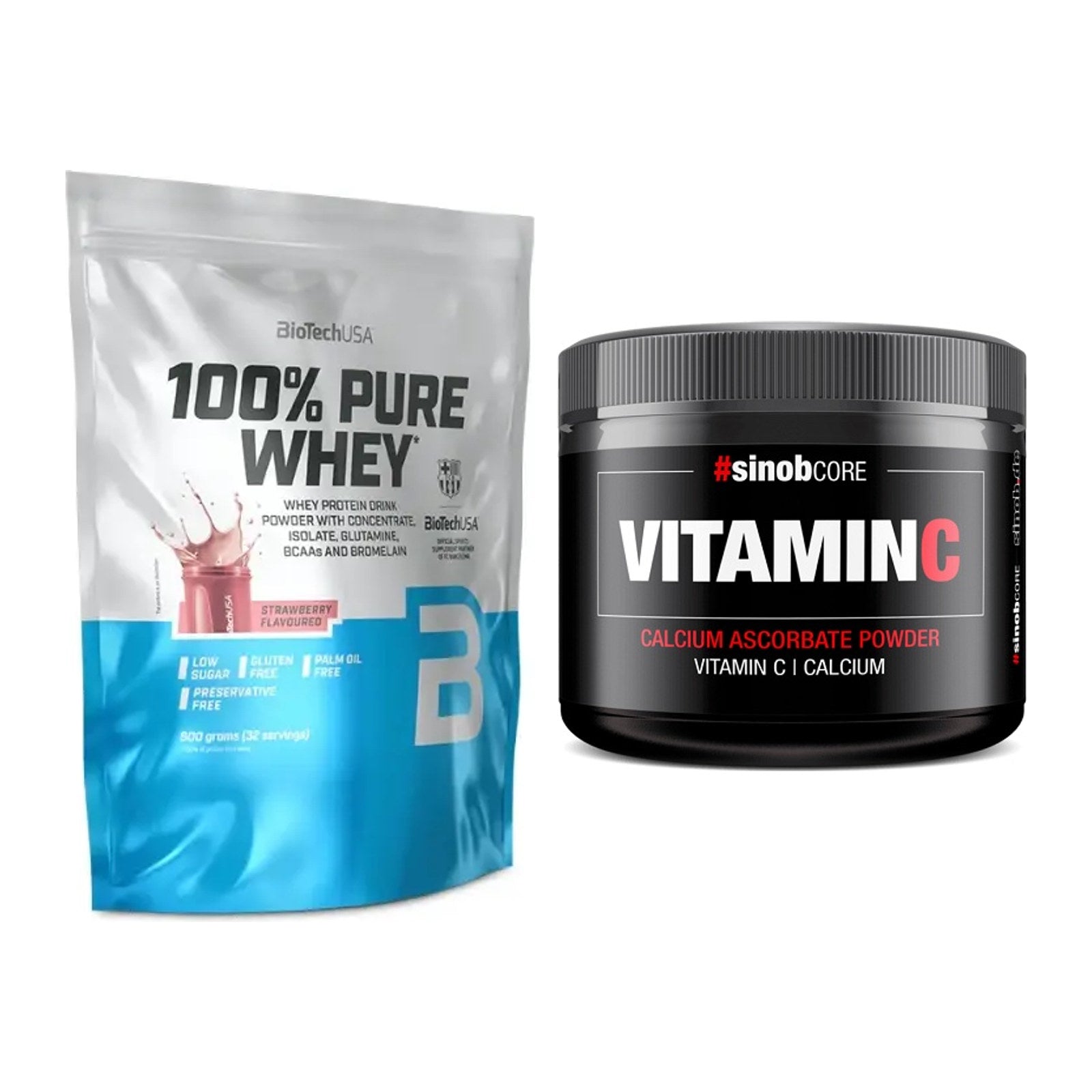 Basis-Set: BioTech 100% Pure Whey + Sinob Vitamin C Calcium Ascorbate – alle enthaltenen Artikel