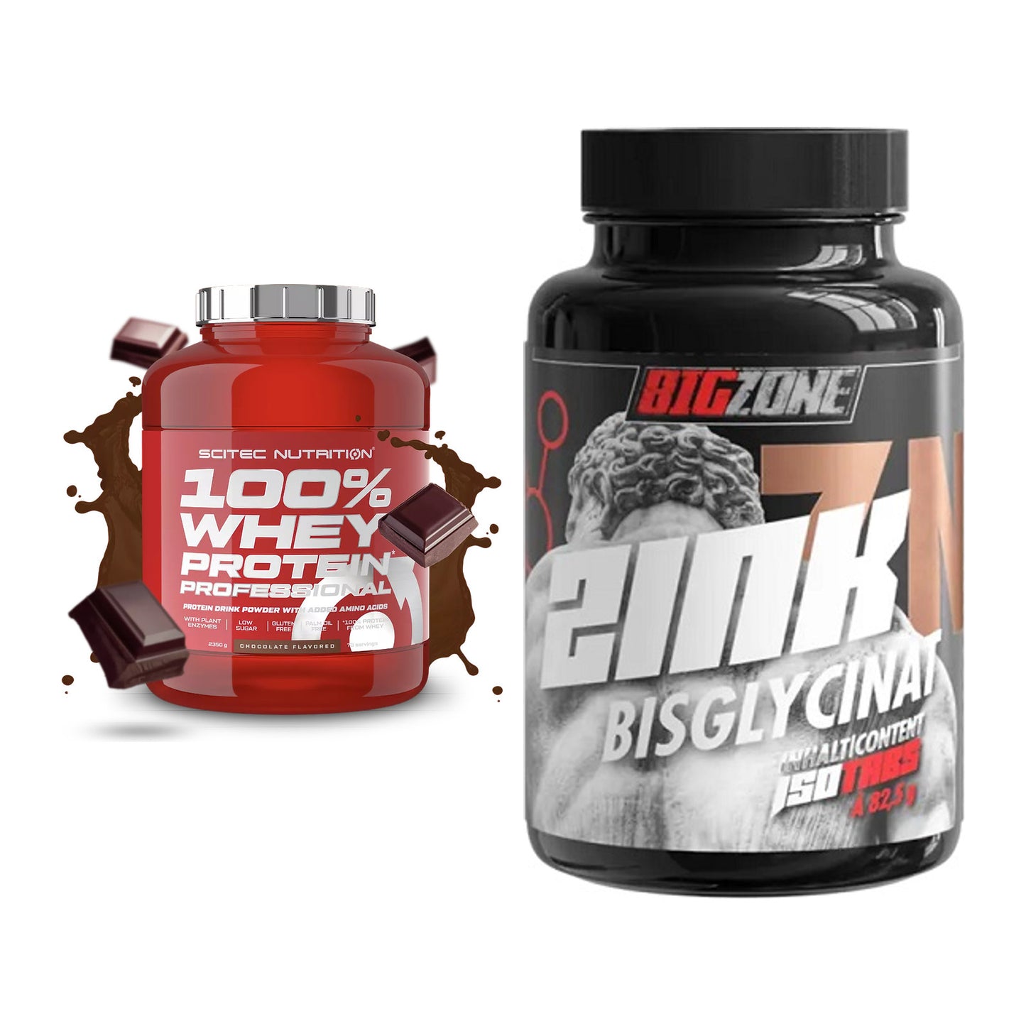 Basis-Set: Scitec 100% Whey Professional + Big Zone Zink Bisglycinat – alle enthaltenen Artikel