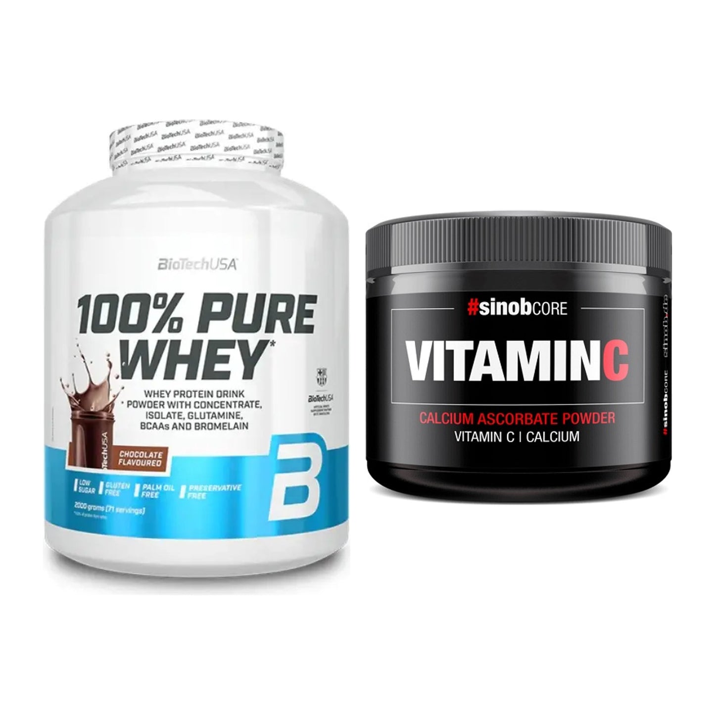 Basis-Set: BioTech 100% Pure Whey + Sinob Vitamin C Calcium Ascorbate – alle enthaltenen Artikel