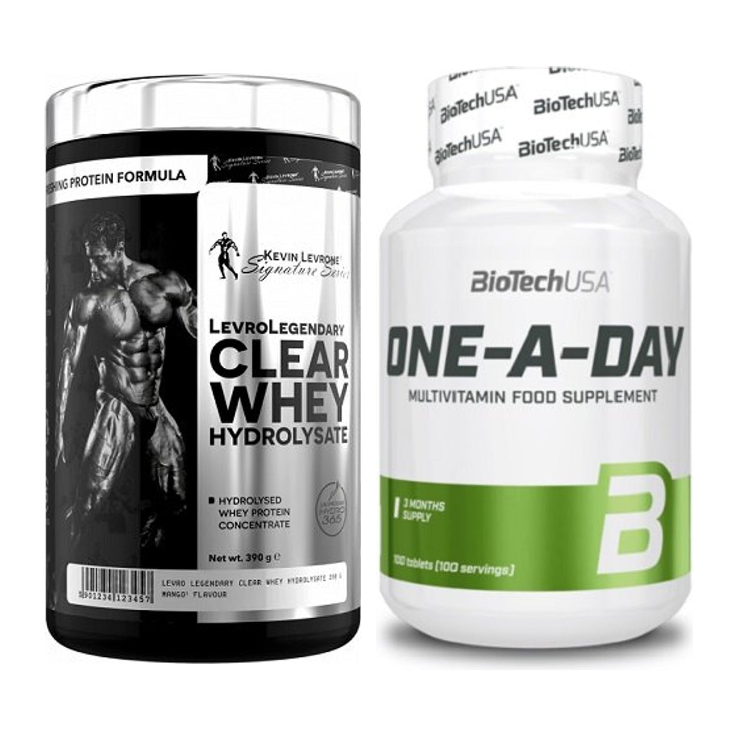 Basis-Set: Kevin Levrone Clear Whey + BioTech One A Day 100 Tabl. – alle enthaltenen Artikel