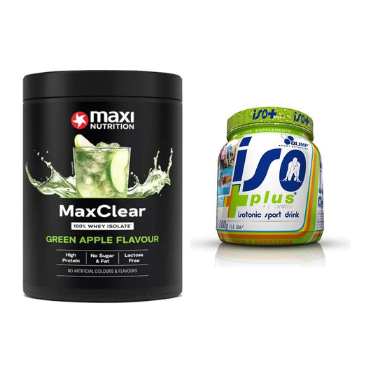 Basis-Set: MaxiNutrition MaxClear 100% Clear + Olimp Iso Plus – alle enthaltenen Artikel