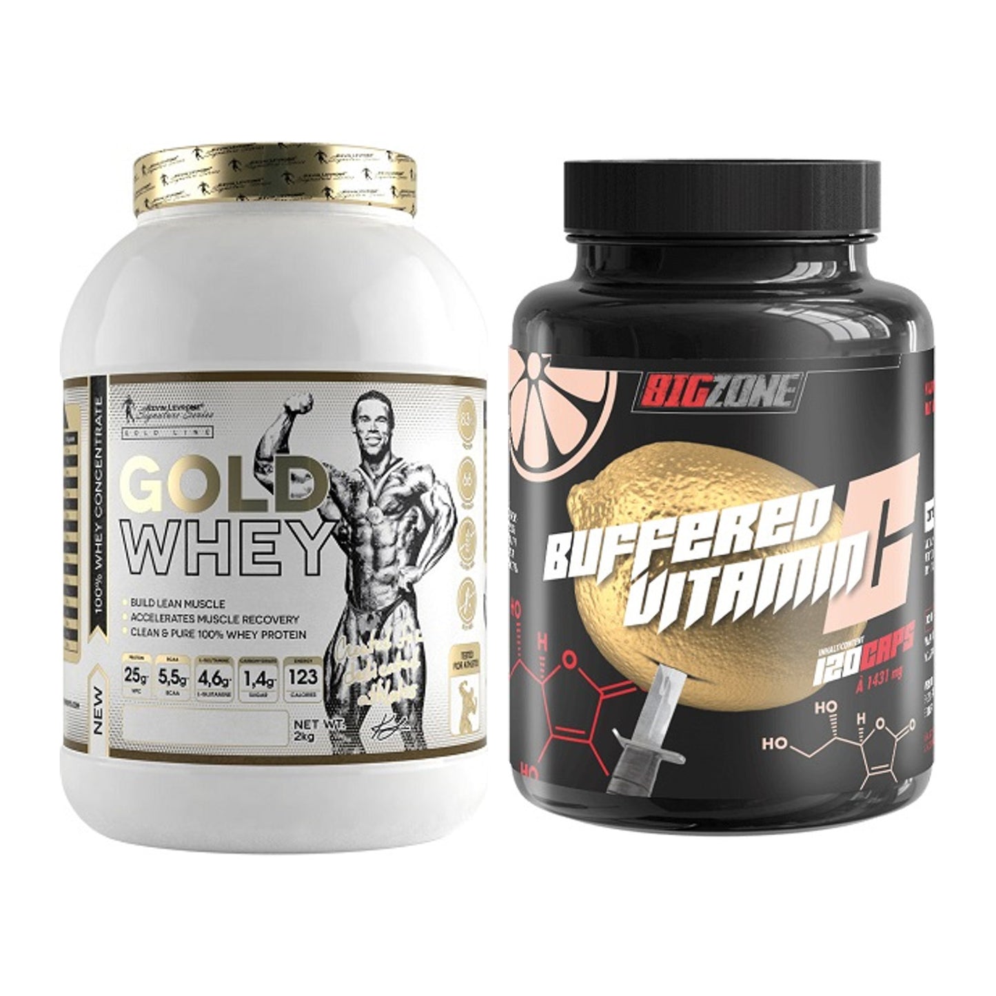 Basis-Set: Kevin Levrone Gold Whey + Big Zone Buffered Vitamin C – alle enthaltenen Artikel