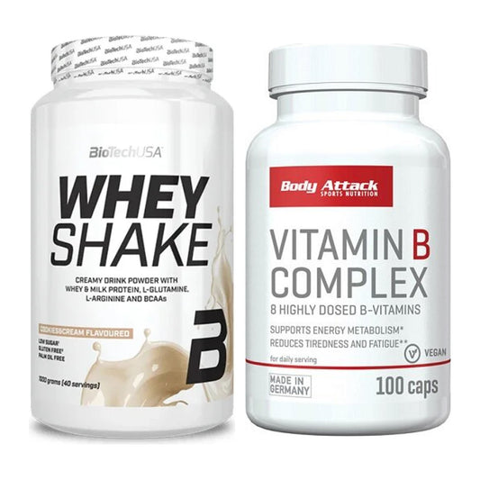 Basis-Set: BioTech Whey Shake + Body Attack Vitamin B-Complex – alle enthaltenen Artikel