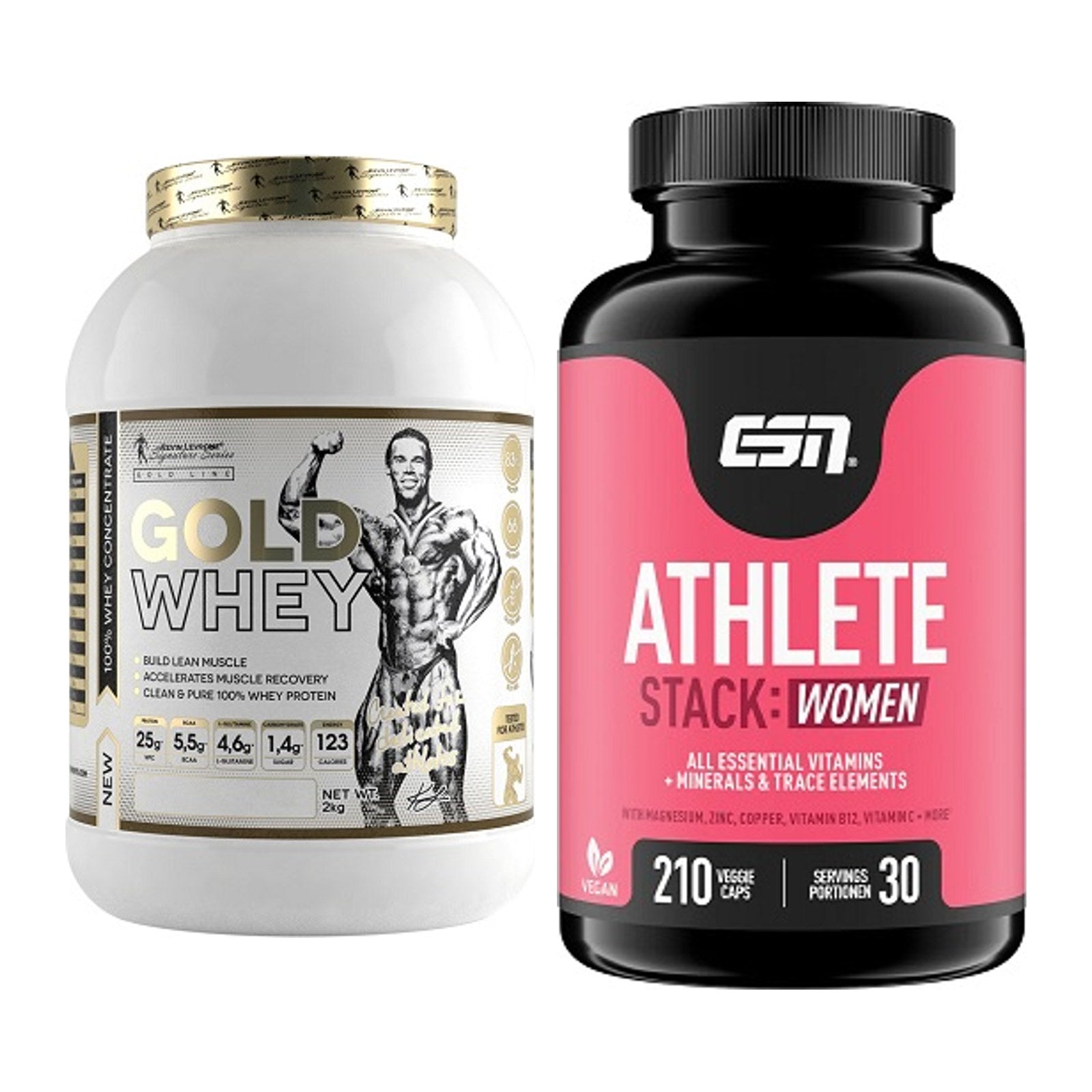 Basis-Set: Kevin Levrone Gold Whey + ESN Athlete Stack:WOMEN – alle enthaltenen Artikel