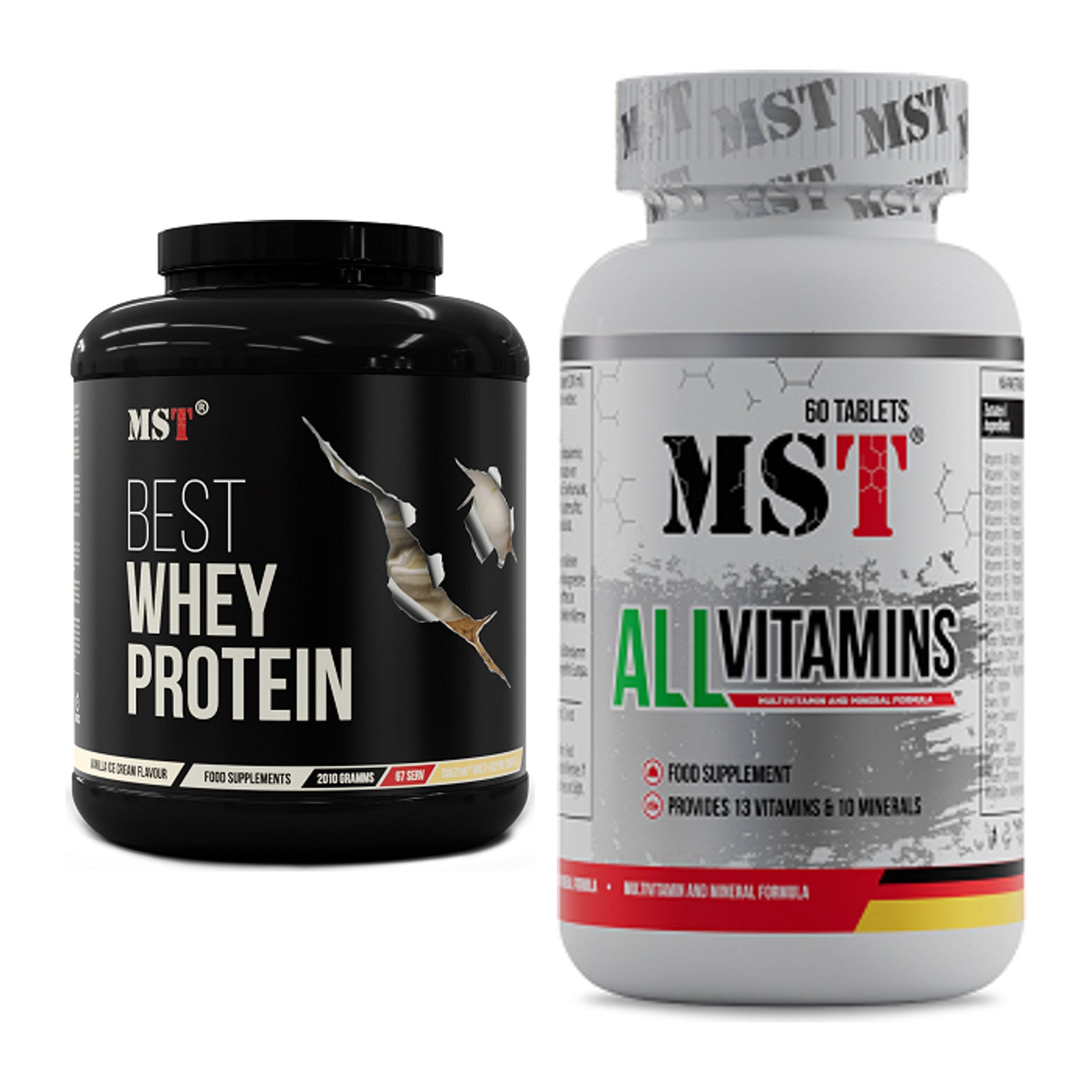 Basis-Set: MST Best Whey Protein + MST All Vitamins 60 Pillen – alle enthaltenen Artikel