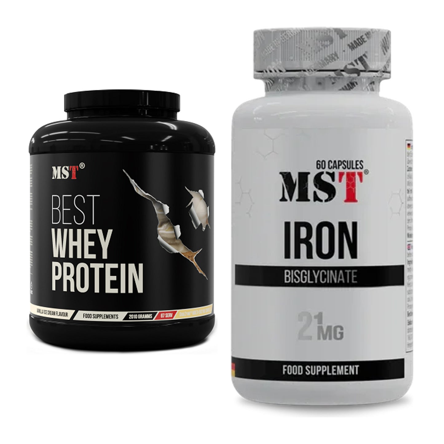 Basis-Set: MST Best Whey Protein + MST Iron Bisglycinate – alle enthaltenen Artikel
