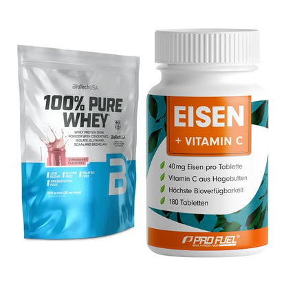 Basis-Set: BioTech 100% Pure Whey + ProFuel EISEN + nat. Vitamin C – alle enthaltenen Artikel