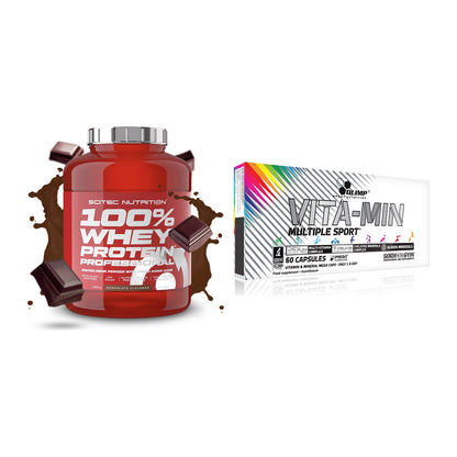 Basis-Set: Scitec 100% Whey + Olimp Vita-Min Multiple – alle enthaltenen Artikel