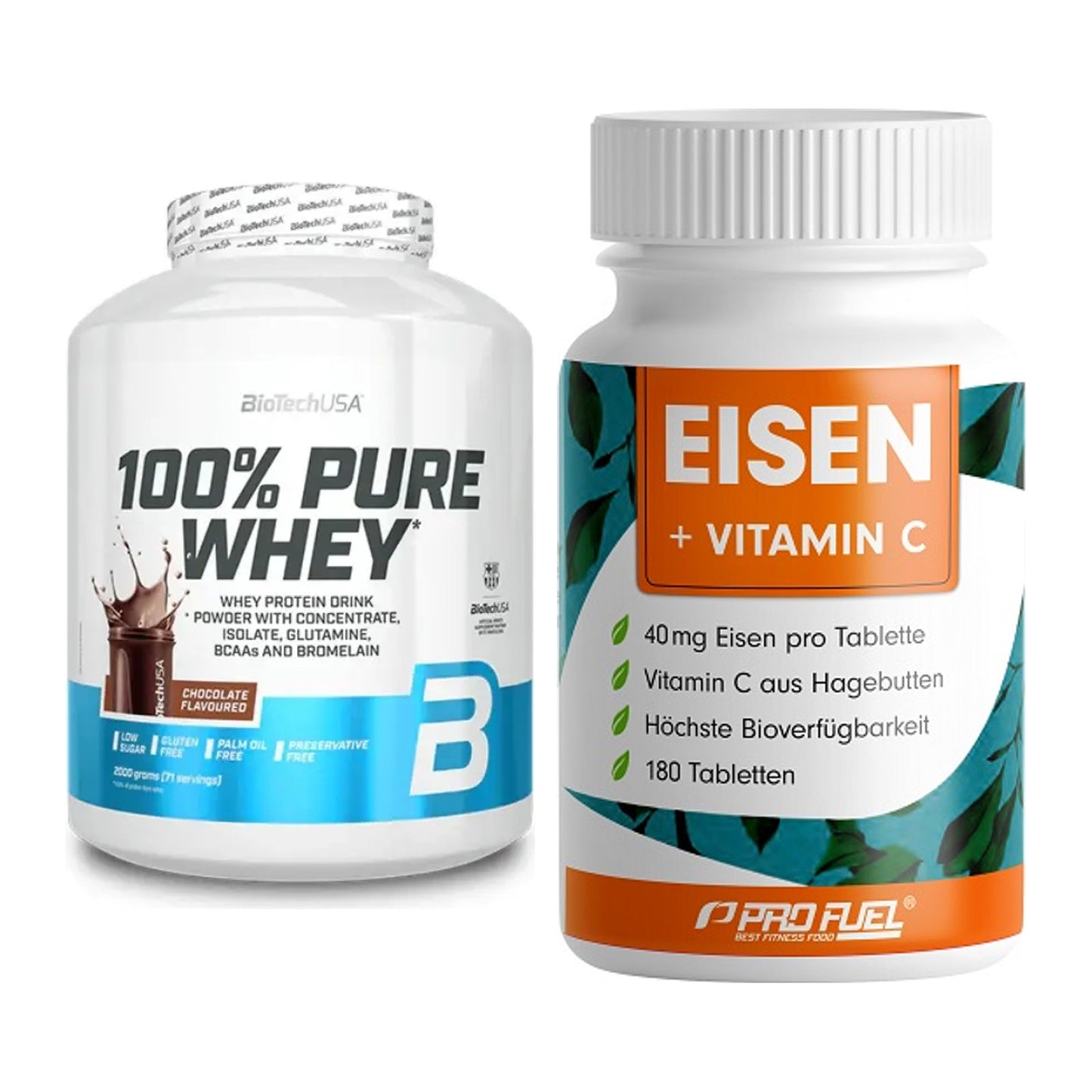 Basis-Set: BioTech 100% Pure Whey + ProFuel EISEN + nat. Vitamin C – alle enthaltenen Artikel