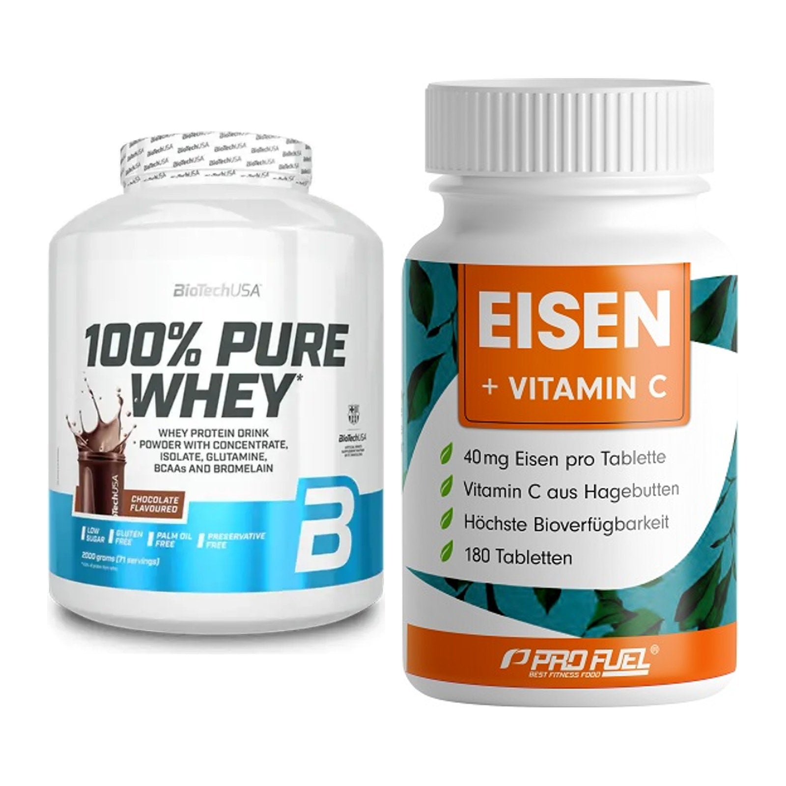 Basis-Set: BioTech 100% Pure Whey + ProFuel EISEN + nat. Vitamin C – alle enthaltenen Artikel