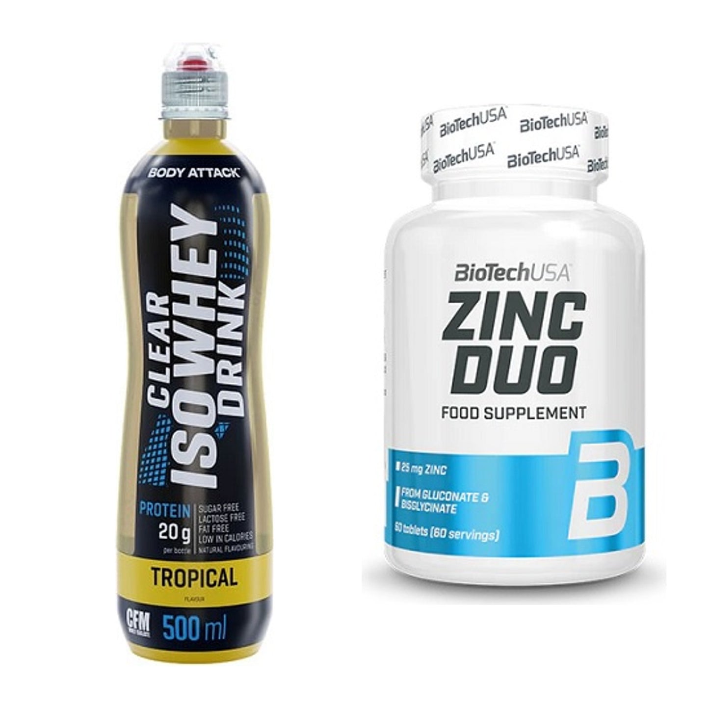 Basis-Set: Body Attack Clear Iso Whey Drink + BioTech Zinc Duo – alle enthaltenen Artikel