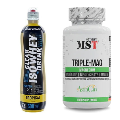 Basis-Set: Body Attack Clear Iso Whey Drink + MST Tripple Mag – alle enthaltenen Artikel