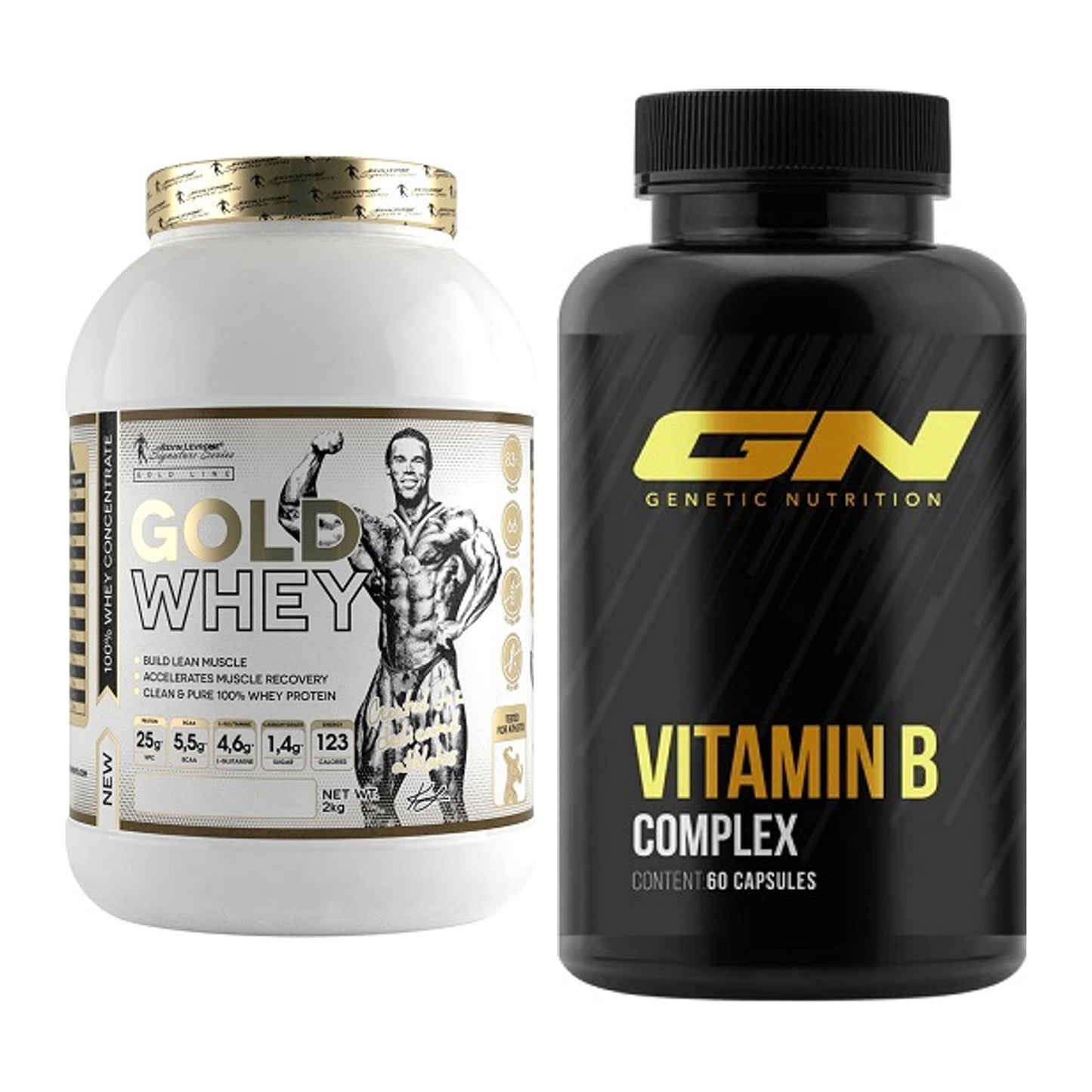 Basis-Set: Kevin Levrone Gold Whey + GN Vitamin B-Complex – alle enthaltenen Artikel