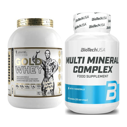 Basis-Set: Kevin Levrone Gold Whey + BioTech Multi Mineral Complex 100 – alle enthaltenen Artikel