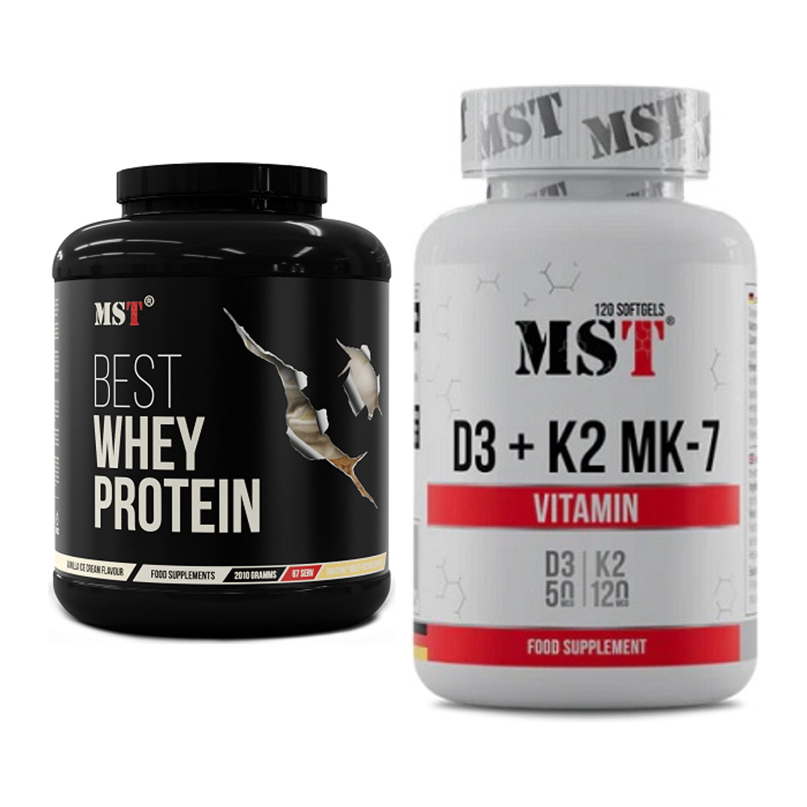 Basis-Set: MST Best Whey Protein + MST Vitamin D3 + K2 + MK-7 – alle enthaltenen Artikel