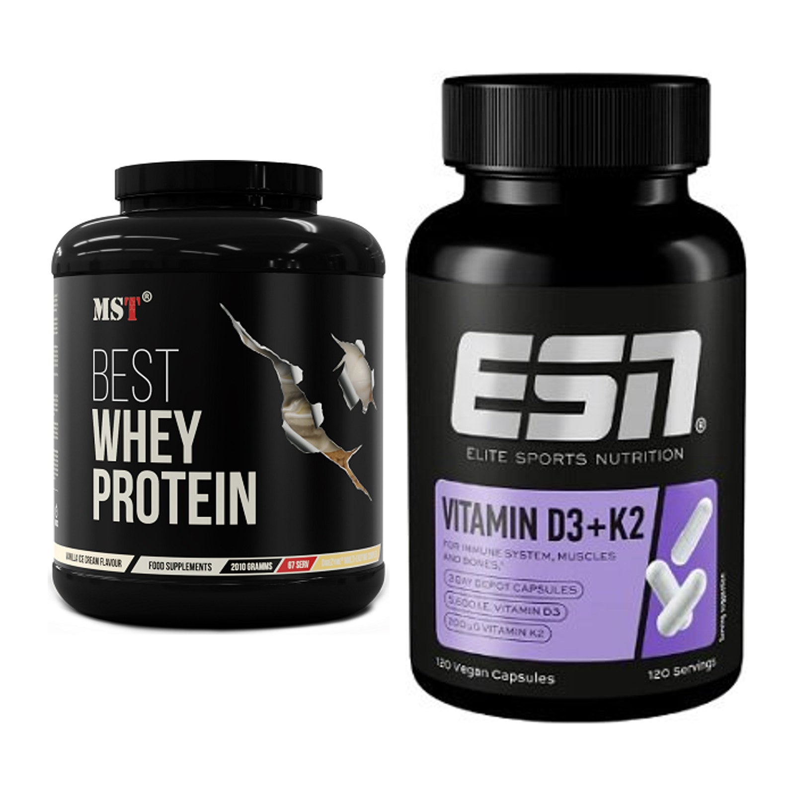 Basis-Set: MST Best Whey Protein + ESN Vitamin D3 + K2 – alle enthaltenen Artikel