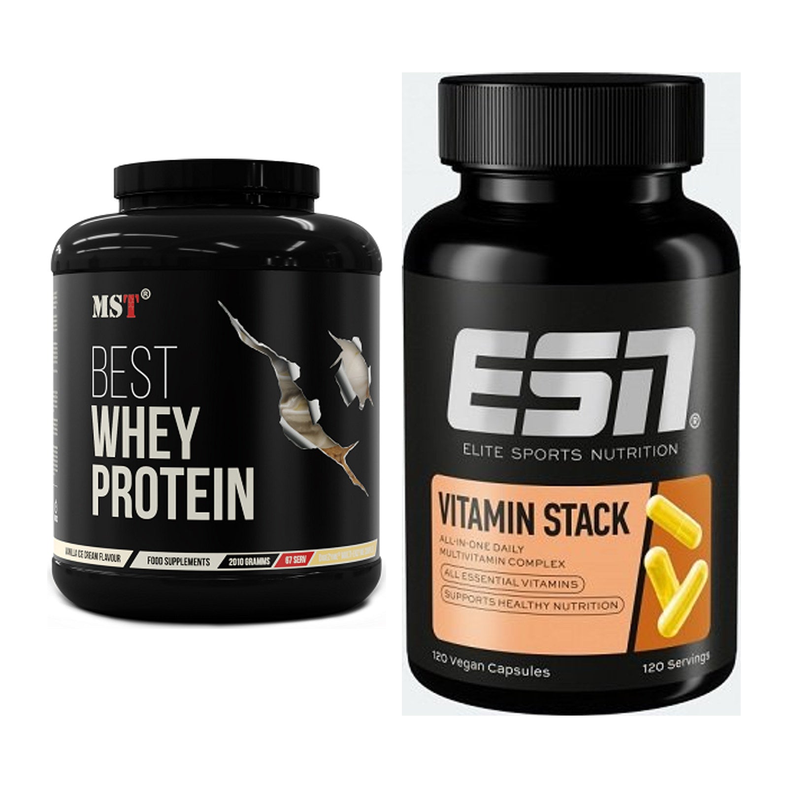 Basis-Set: MST Best Whey Protein + ESN Vitamin Stack – alle enthaltenen Artikel