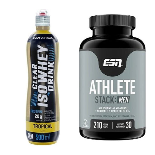 Basis-Set: Body Attack Clear Iso Whey Drink + ESN Athlete Stack:MEN – alle enthaltenen Artikel