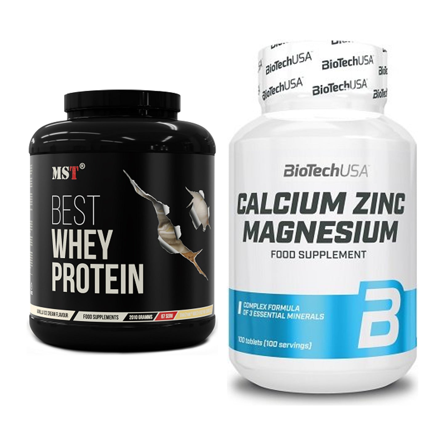 Basis-Set: MST Best Whey Protein + BioTech Calcium Zinc Magnesium 100 – alle enthaltenen Artikel