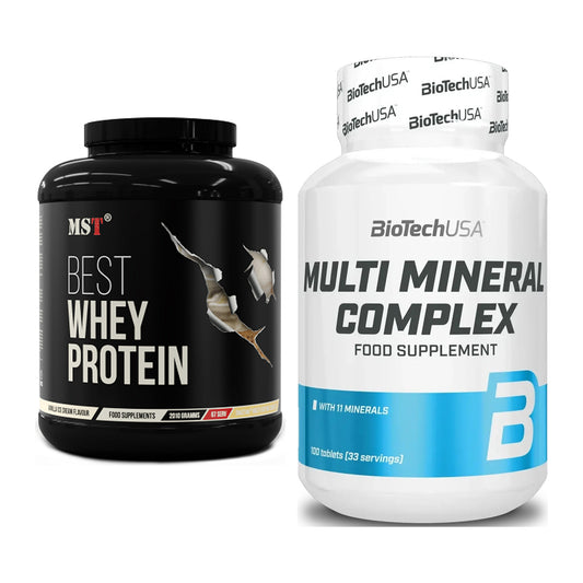 Basis-Set: MST Best Whey Protein + BioTech Multi Mineral Complex 100 – alle enthaltenen Artikel